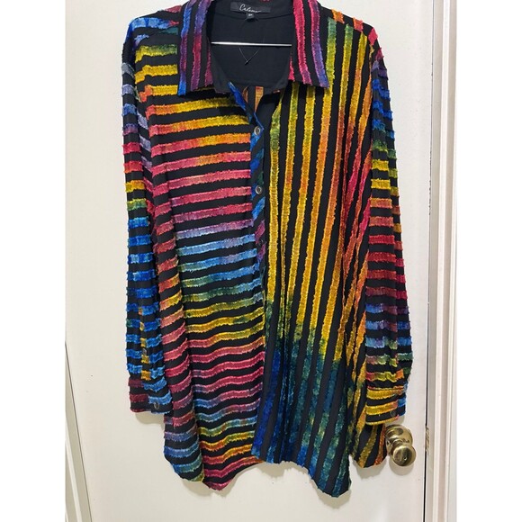 CALESAS TEXTURED VELVET MULTI COLOR JACKET/BLOUSE nwot size 3x - Picture 1 of 4